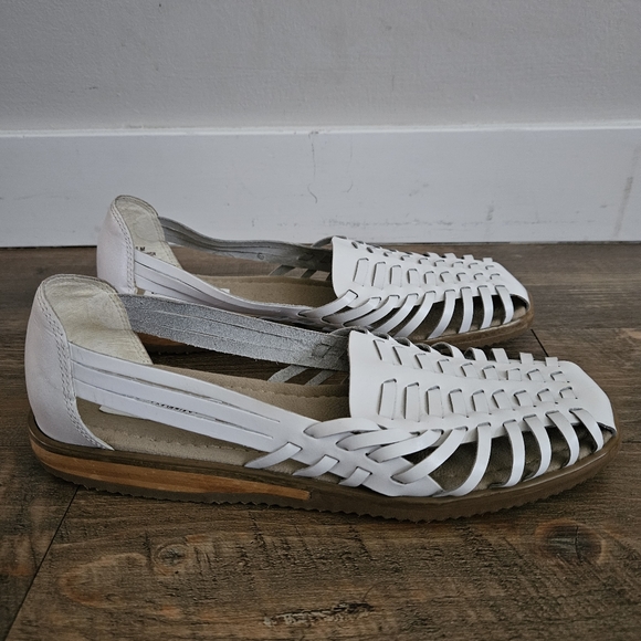 White Leather Women Sandals - Picture 2 of 12